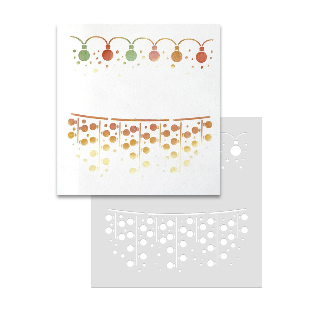 Polkadoodles Twinkling Lights 6x6 Emboss-Ink Stencil pd9038 sample