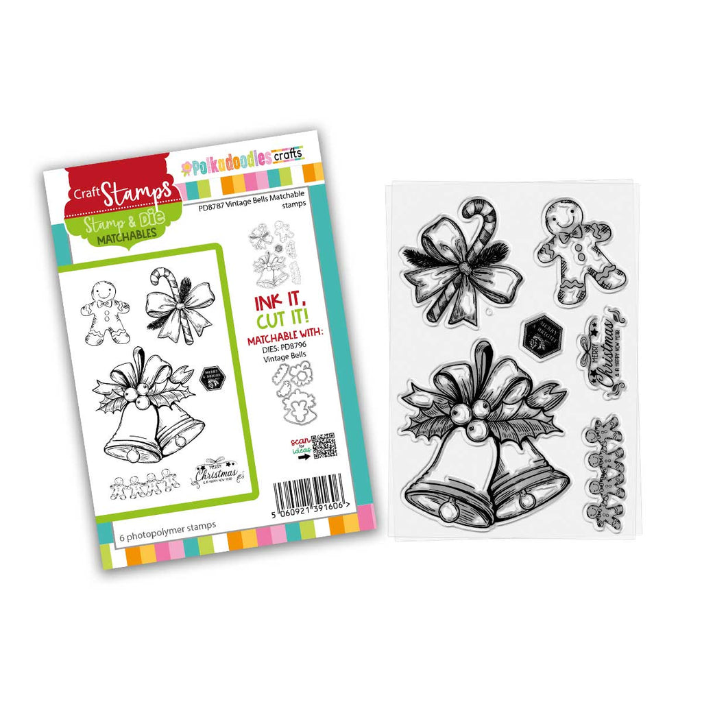 Polkadoodles Vintage Bells Clear Stamps pd8787