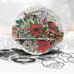 Polkadoodles Vintage Poinsettia Wreath Clear Stamps pd8785 stacked