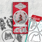 Polkadoodles Vintage Snowglobe Wreath Stamp and Die Bundle red