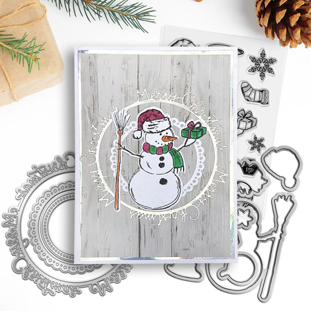 Polkadoodles Vintage Snowman Surprise Clear Stamps pd8788 christmas