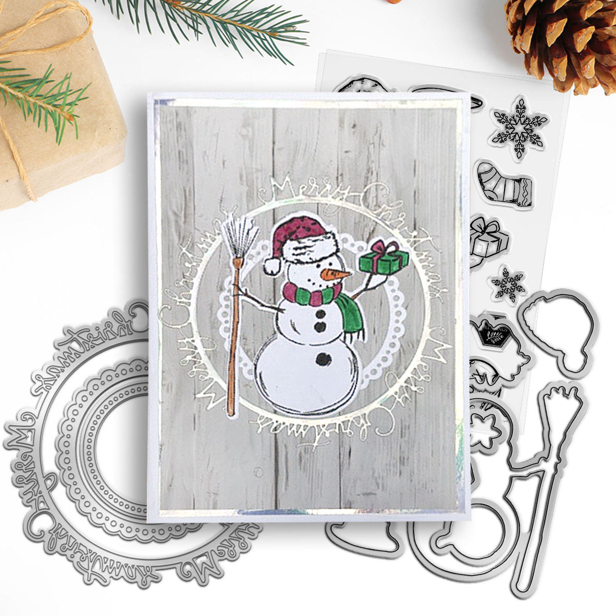 Polkadoodles Vintage Snowman Surprise Clear Stamps pd8788 christmas