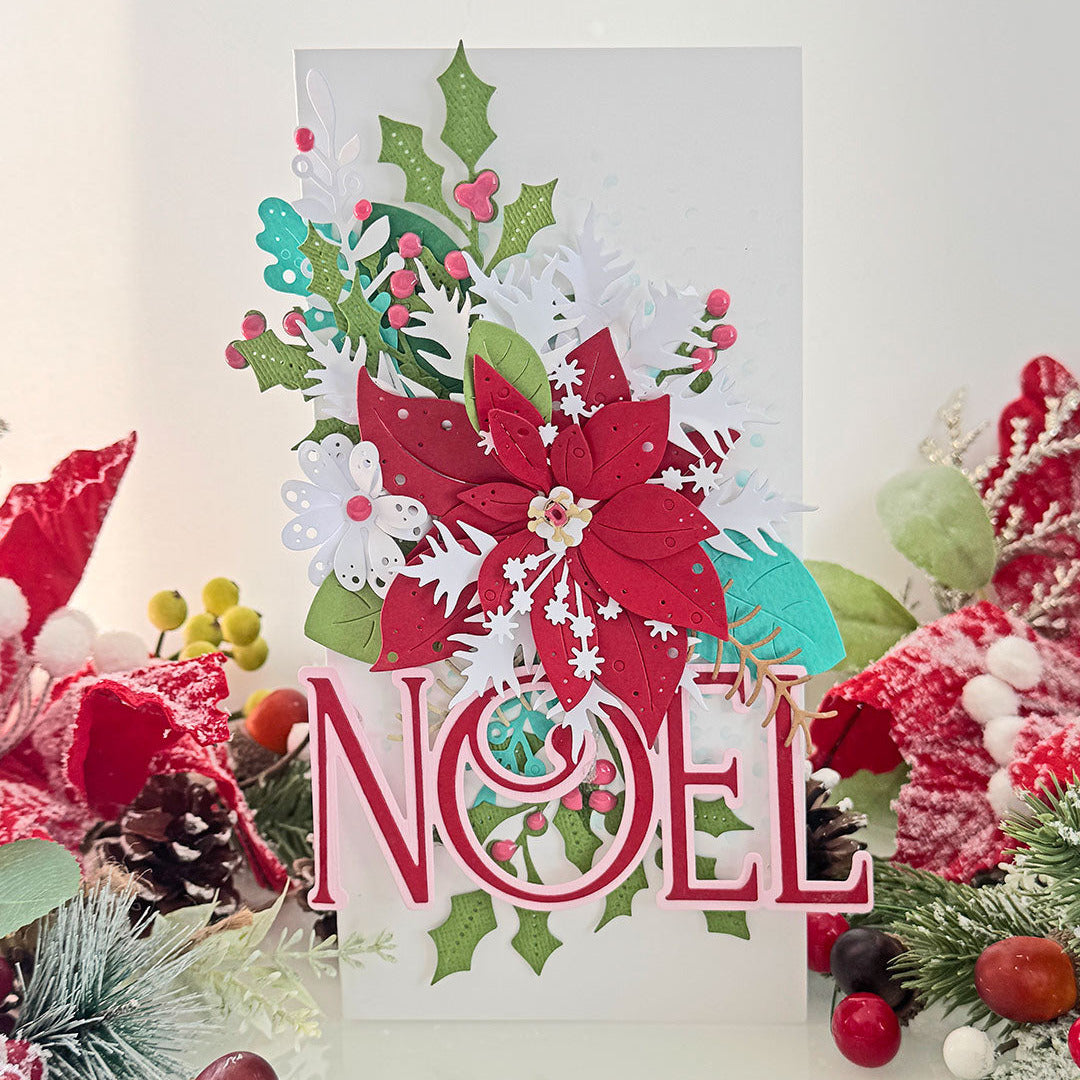Polkadoodles Winter Botanical Bits Dies pd9189 noel floral holiday card