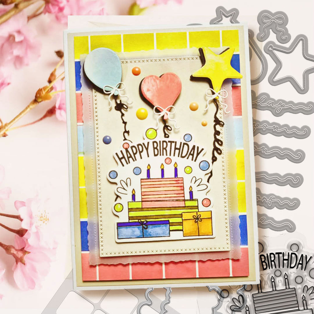 Polkadoodles Wishes and Celebrations Outline Dies pd8827 birthday