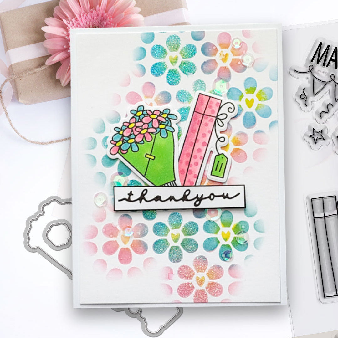 Polkadoodles Wishes and Celebrations Outline Dies pd8827 thank you