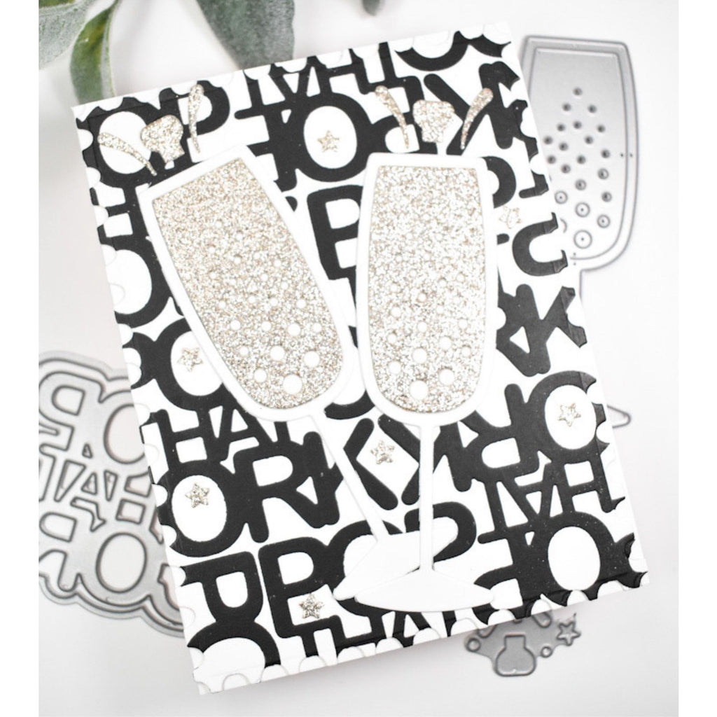 CZ Design EZ Strips and Dies Pop That Cork set893pc DieCember New Years Card