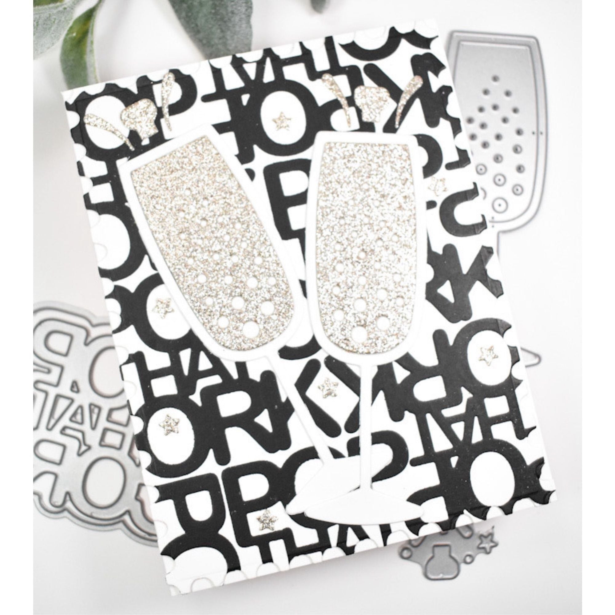 CZ Design EZ Strips and Dies Pop That Cork set893pc DieCember New Years Card