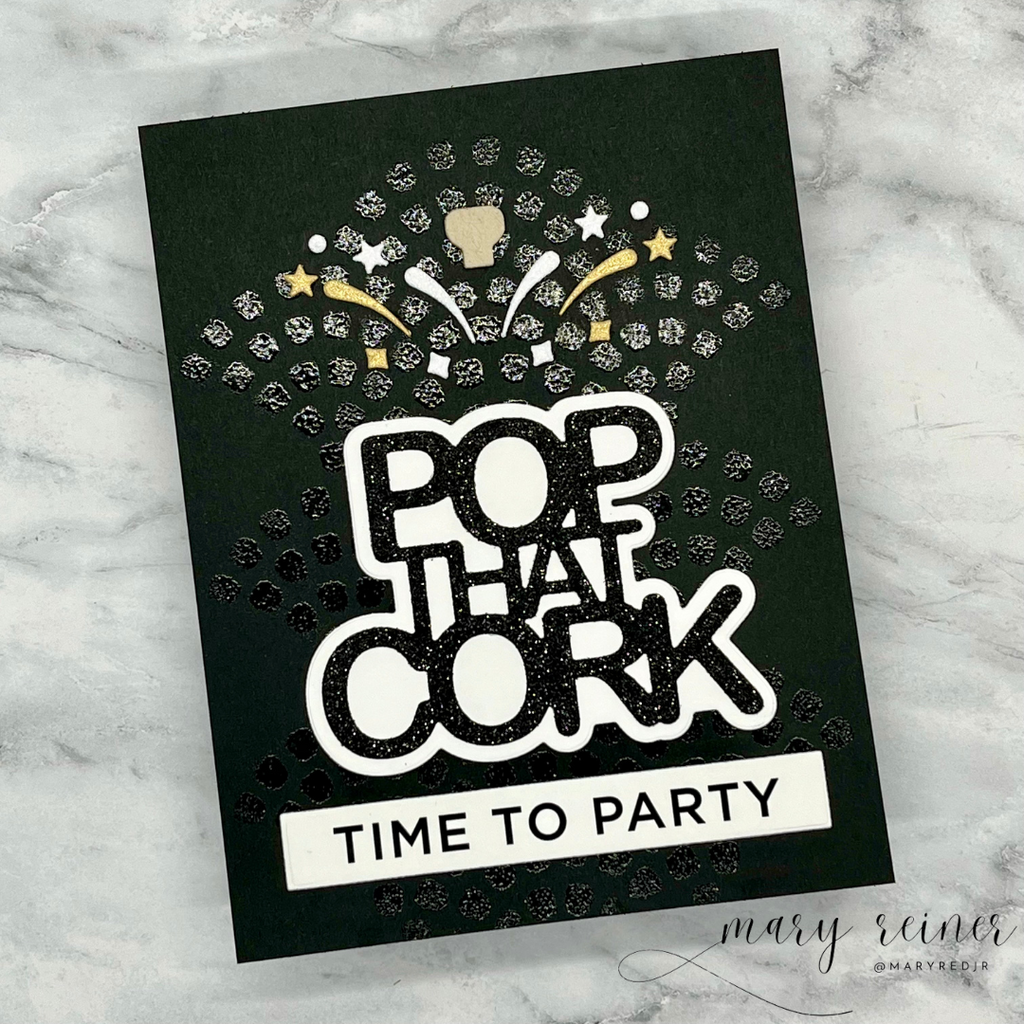 CZ Design EZ Strips and Dies Pop That Cork set893pc DieCember New Years Card