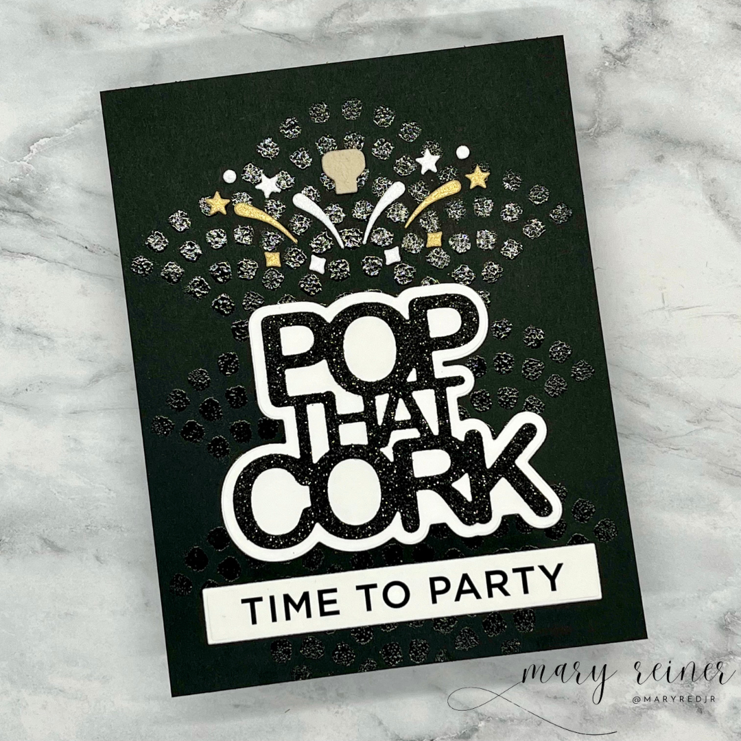 CZ Design EZ Strips and Dies Pop That Cork set893pc DieCember New Years Card