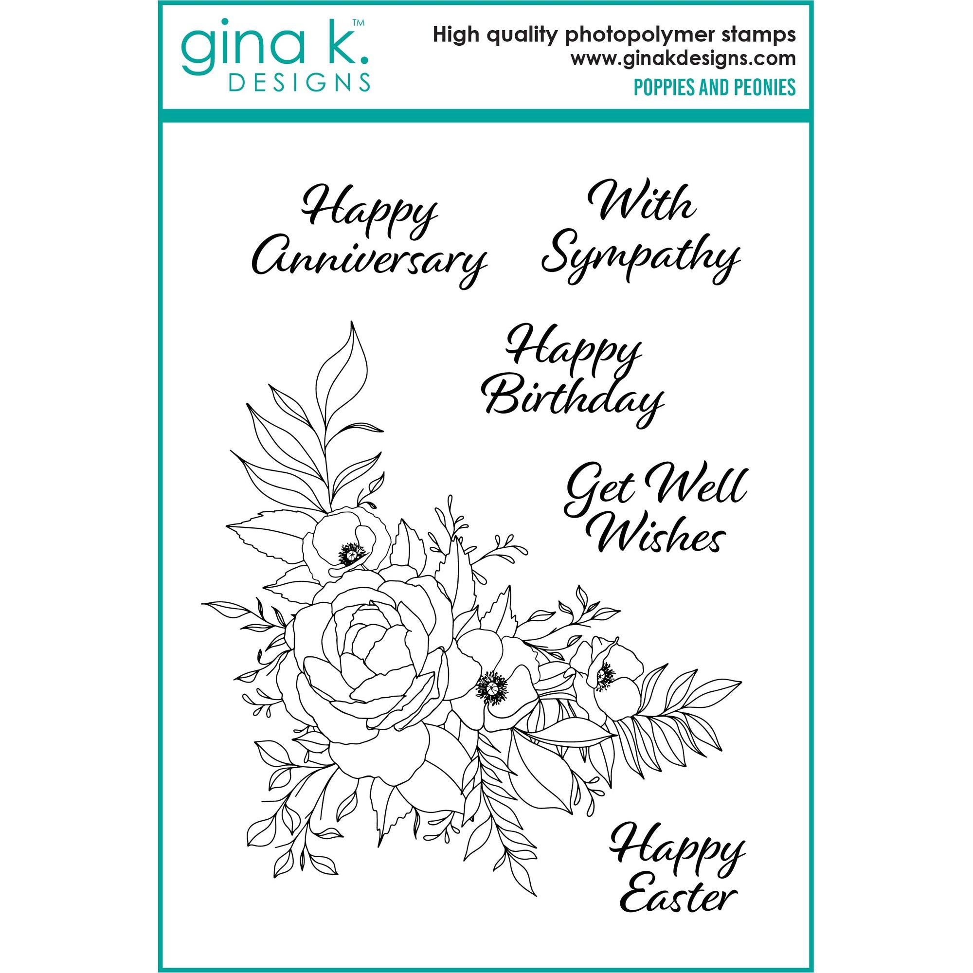 Gina K Designs Poppies and Peonies Clear Stamps hs53