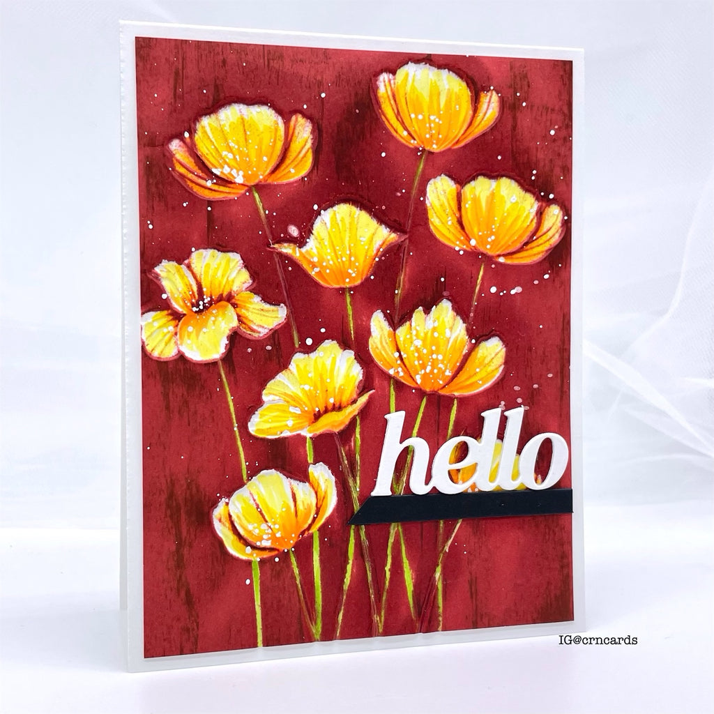 Simon Says Stamp Embossing Folder and Cutting Dies Poppy Bundle sfd399 Be Bold Hello Card
