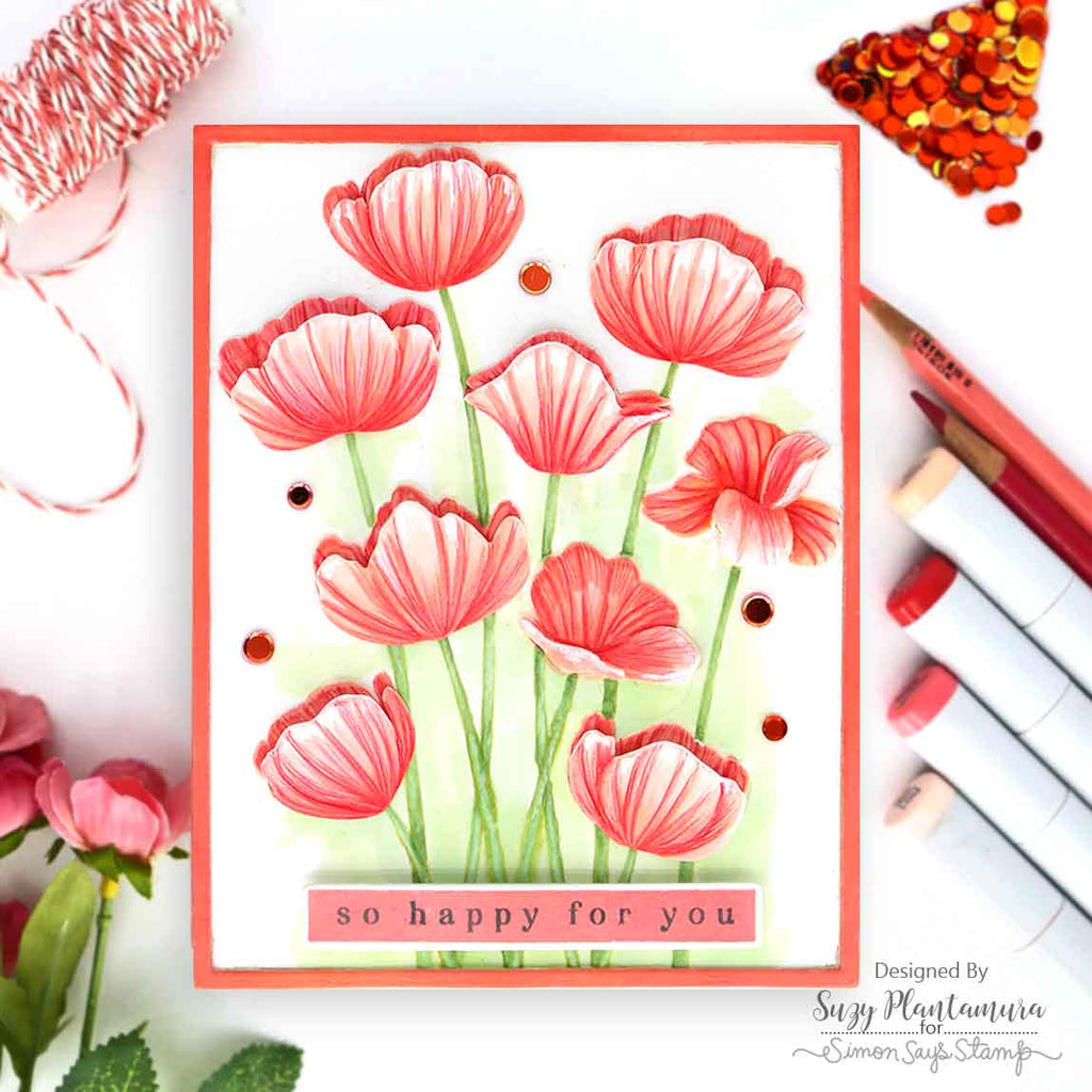 Simon Says Stamp Embossing Folder and Cutting Dies Poppy Bundle sfd399 Be Bold Happy for You Card