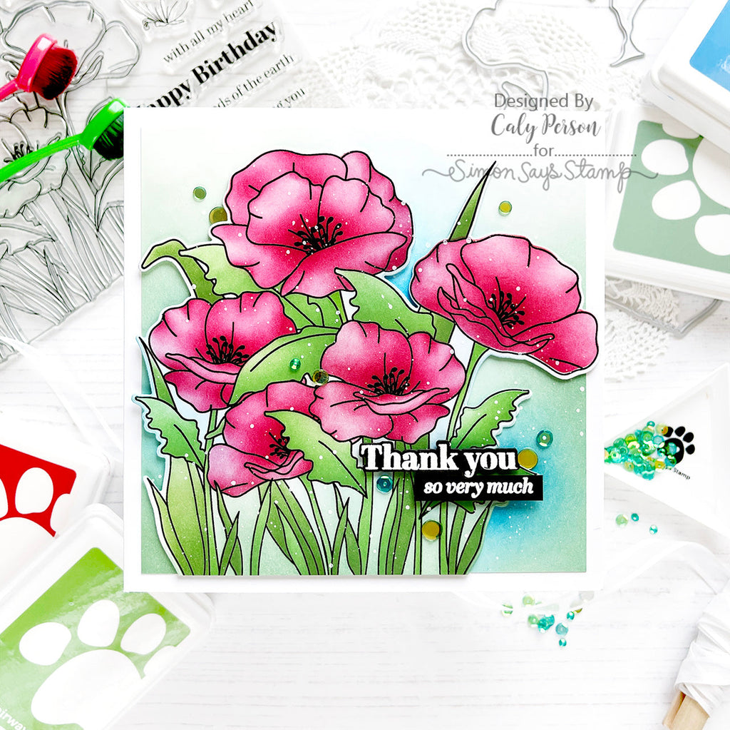 Simon Says Stamps and Stencils Poppy Field set649pf Out Of This World Thank You Card | color-code:ALT01