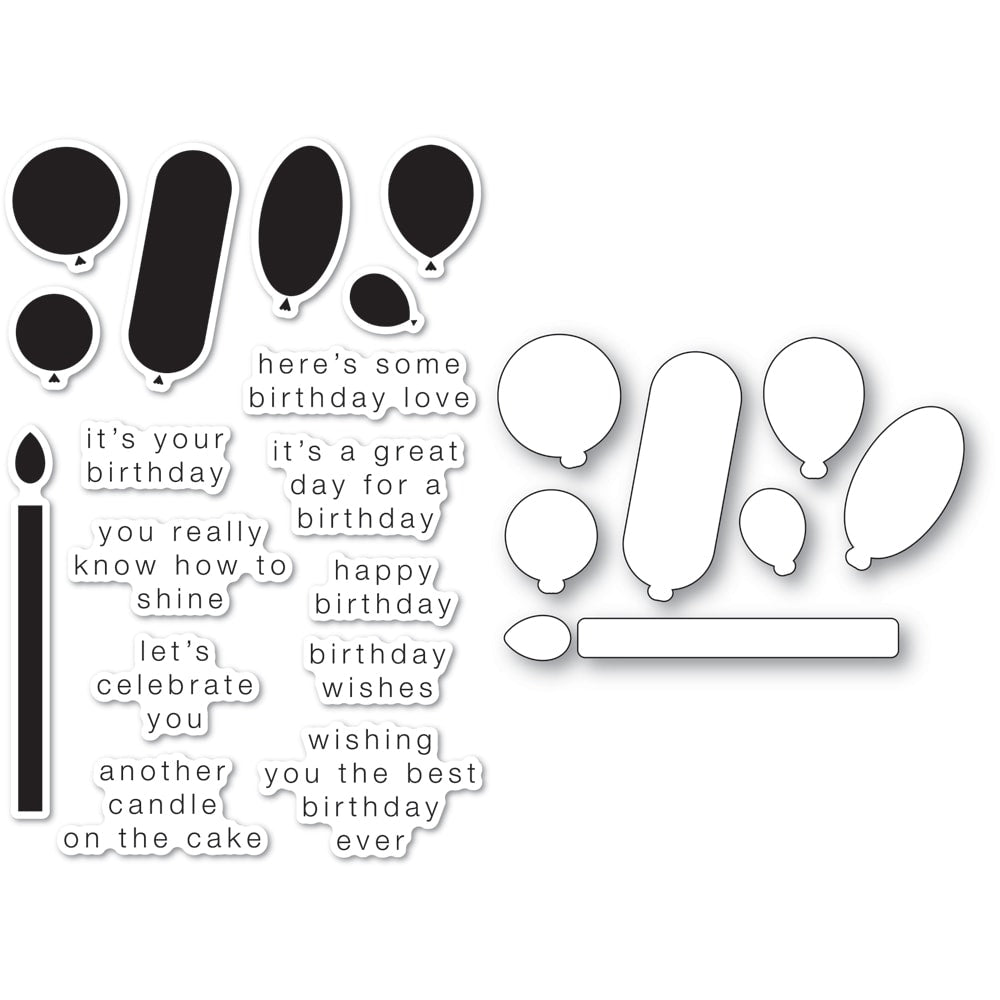 Poppy Stamps Balloon Celebrations Stamp And Die Set cb518