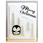 Poppy Stamps Coffee Penguin Dies 2801 merry christmas glitter trees card