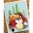 Poppy Stamps Country Pickup Dies 2788 pumpkins in truck fox with dress 