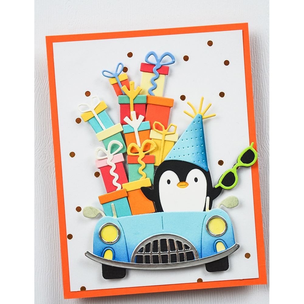 Poppy Stamps Fancy Party Penguin Dies 2700 car