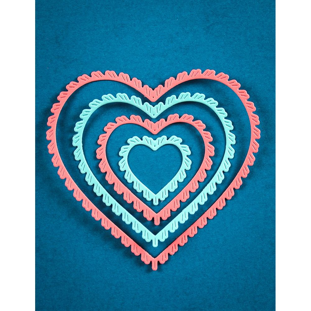 Poppy Stamps Fringed Heart Frames Dies 2777 heart frame