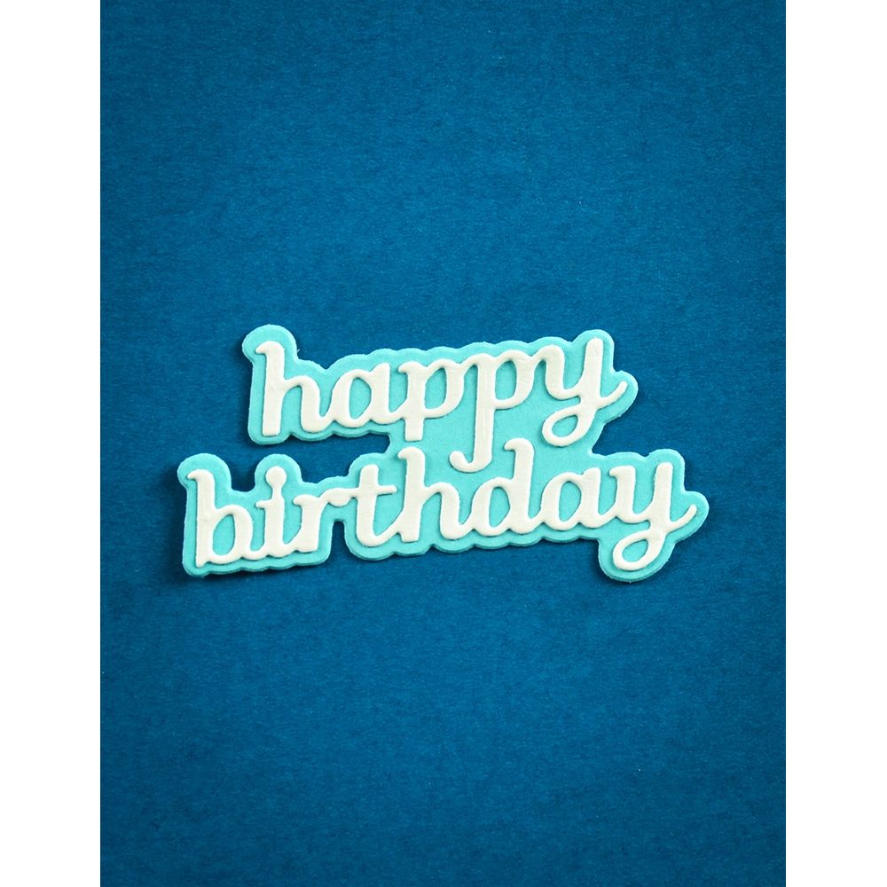 Poppy Stamps Happy Birthday Tender Script Dies 2768 blue