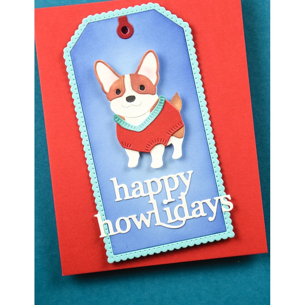 Poppy Stamps Happy Corgi Dies 2756 holidays