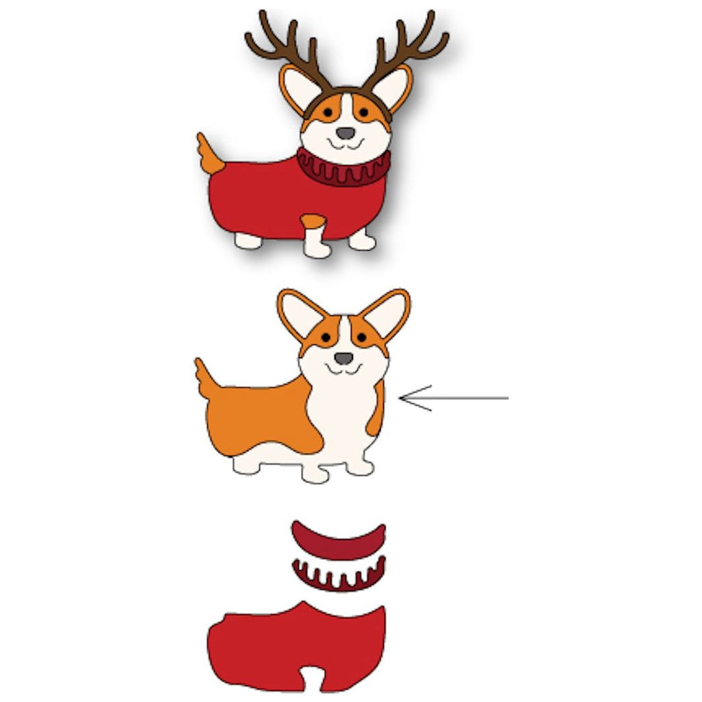 Poppy Stamps Holiday Corgi Dies 2572 assembly