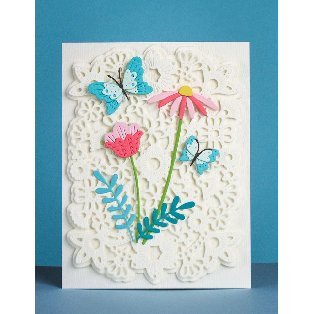 Poppy Stamps Lovely Floral Bundle Dies 2774 blue butterfly