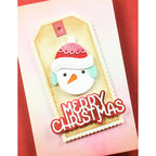 Poppy Stamps Merry Christmas Cheerful Script Dies 2741 snowman