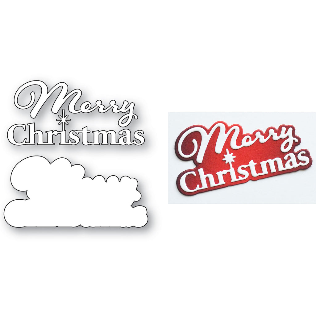 Poppy Stamps Merry Christmas Fluffy Script Dies 2806 contents inside package