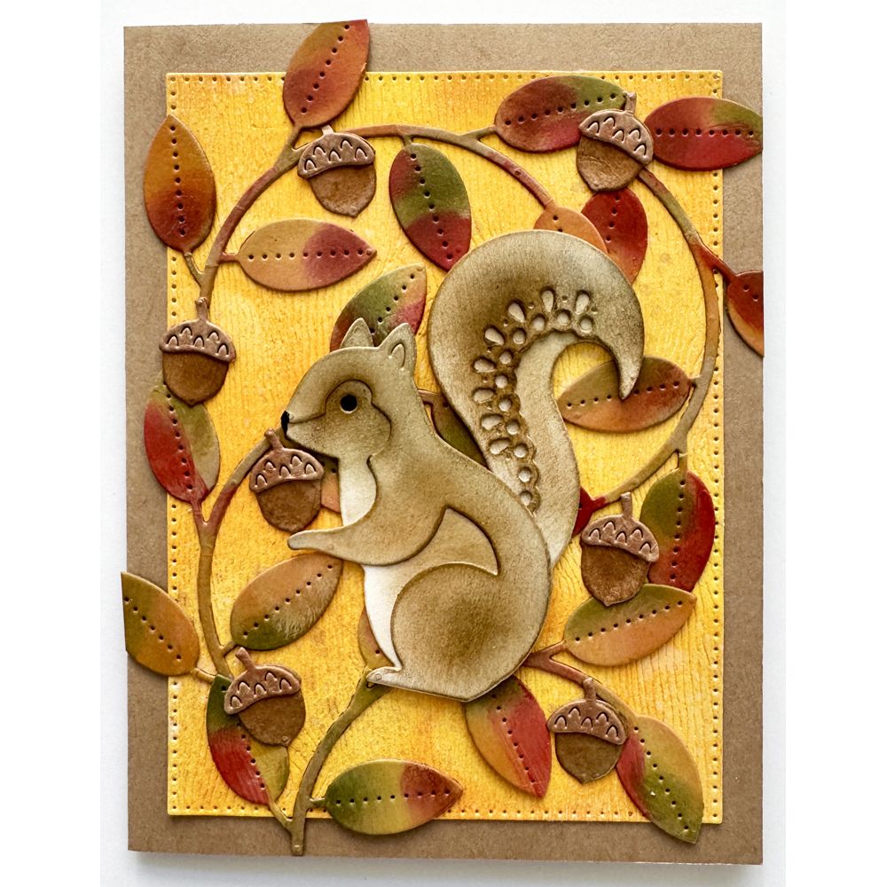 Poppy Stamps Nordic Acorn Squirrel Dies 2795 acorns and leaves