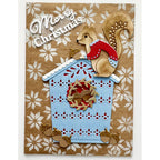 Poppy Stamps Nordic Acorn Squirrel Dies 2795 blue bird house acorns christmas card