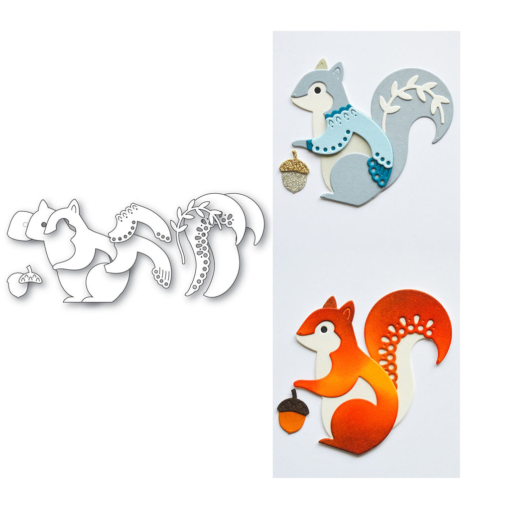 Poppy Stamps Nordic Acorn Squirrel Dies 2795 line work
