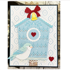 Poppy Stamps Nordic Birdhouse Dies 2802 blue bird birdhouse card