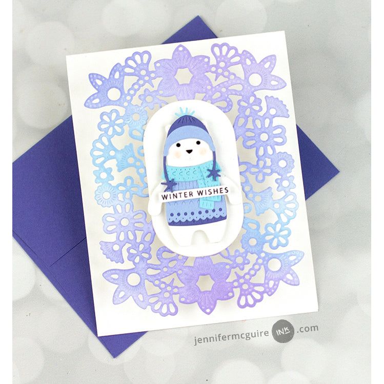 Poppy Stamps Nordic Bundled Bear Dies 2643 winter wishes | color-code:ALT01