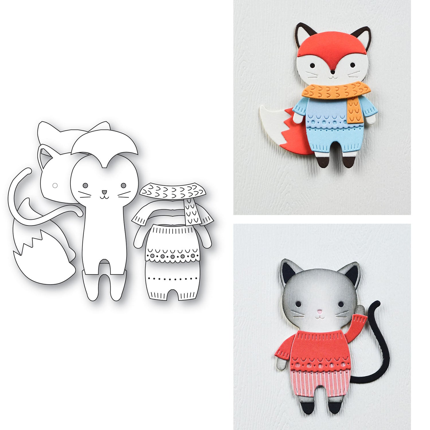 Poppy Stamps Nordic Bundled Fox or Cat Dies 2724 parts