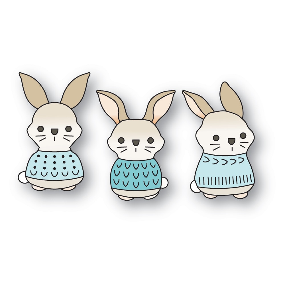 Poppy Stamps Nordic Bunny Trio Dies 2717