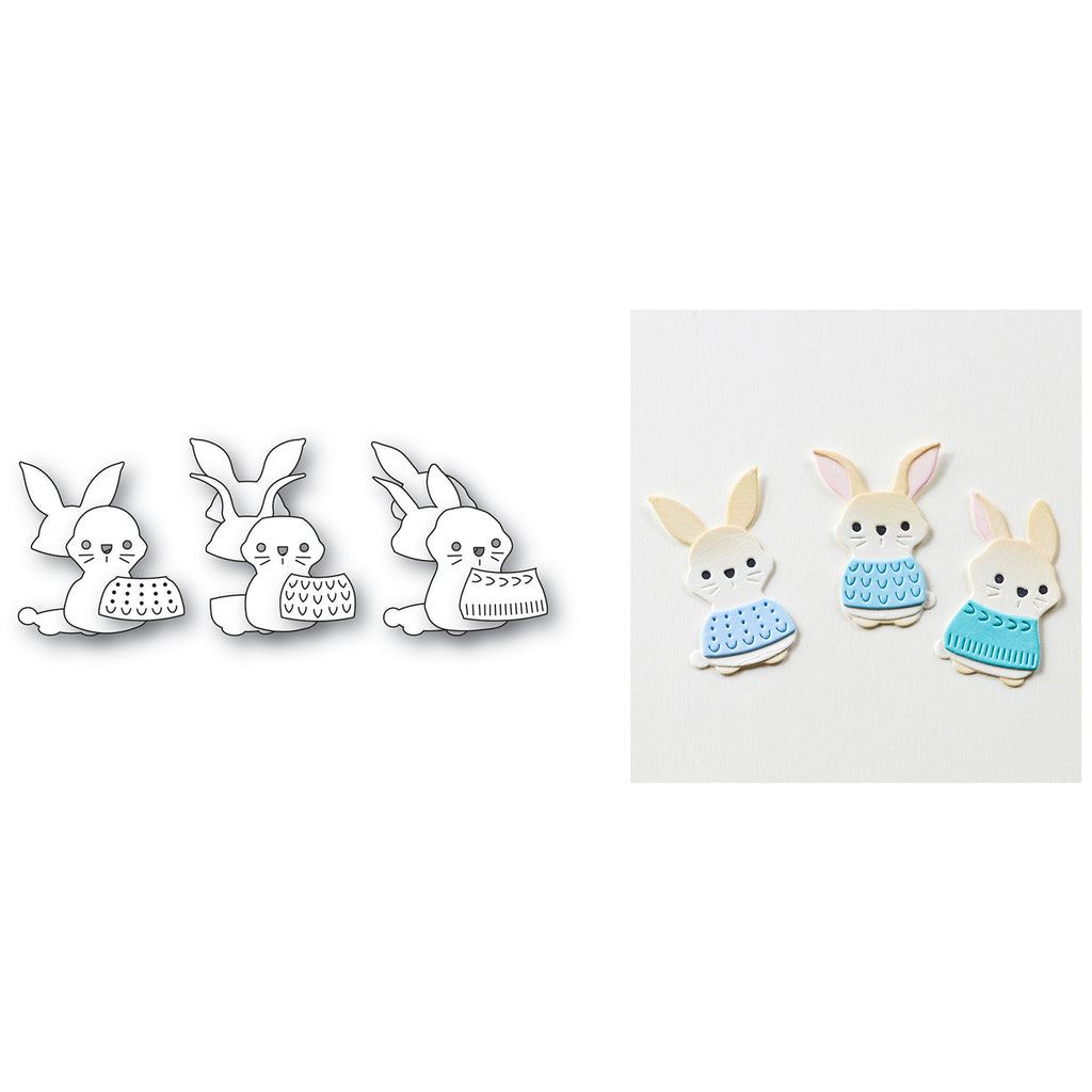 Poppy Stamps Nordic Bunny Trio Dies 2717 pieces