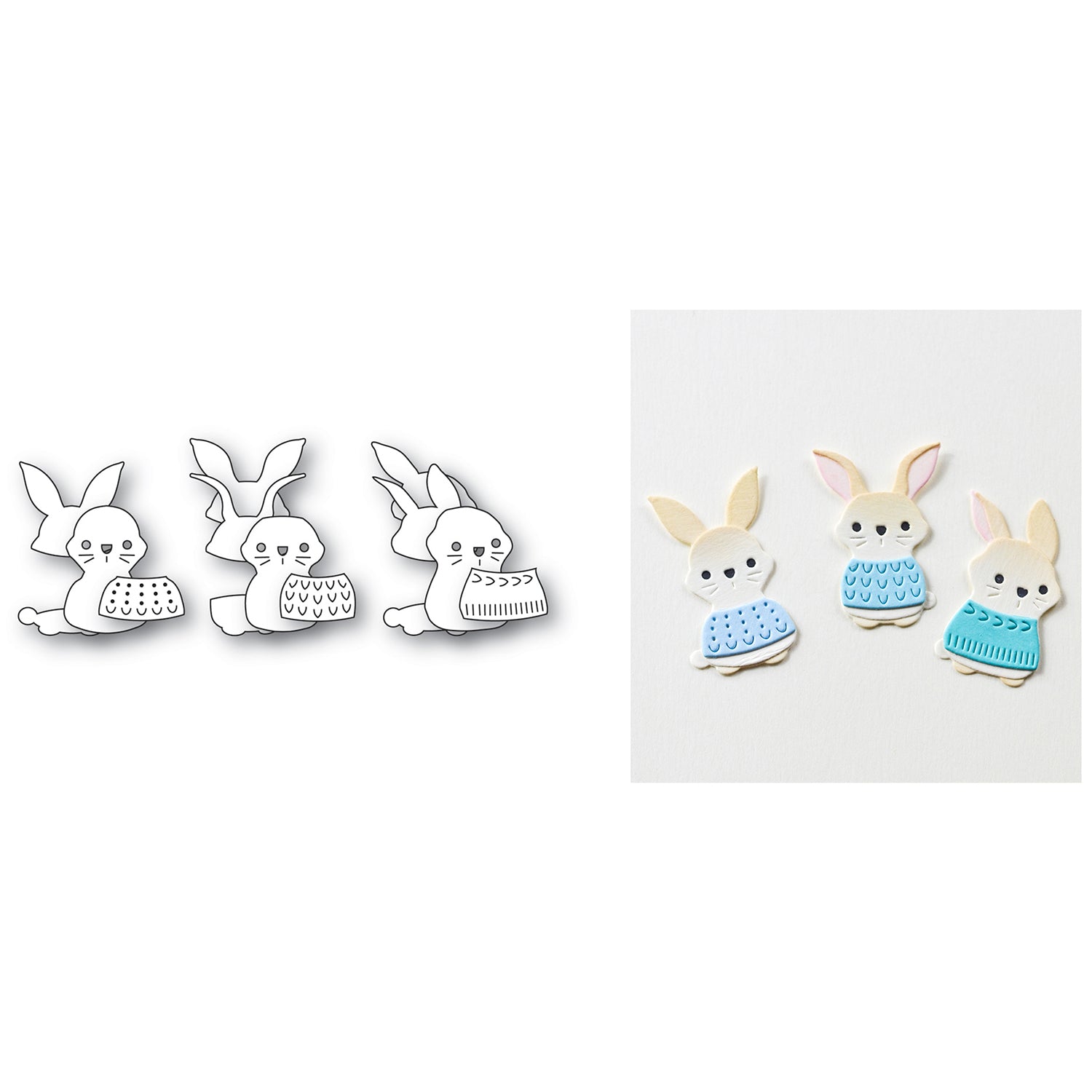 Poppy Stamps Nordic Bunny Trio Dies 2717 pieces