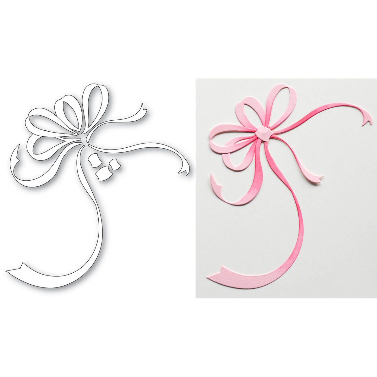 Poppy Stamps Nordic Drop Ornament and Ribbon Bundle pink bow