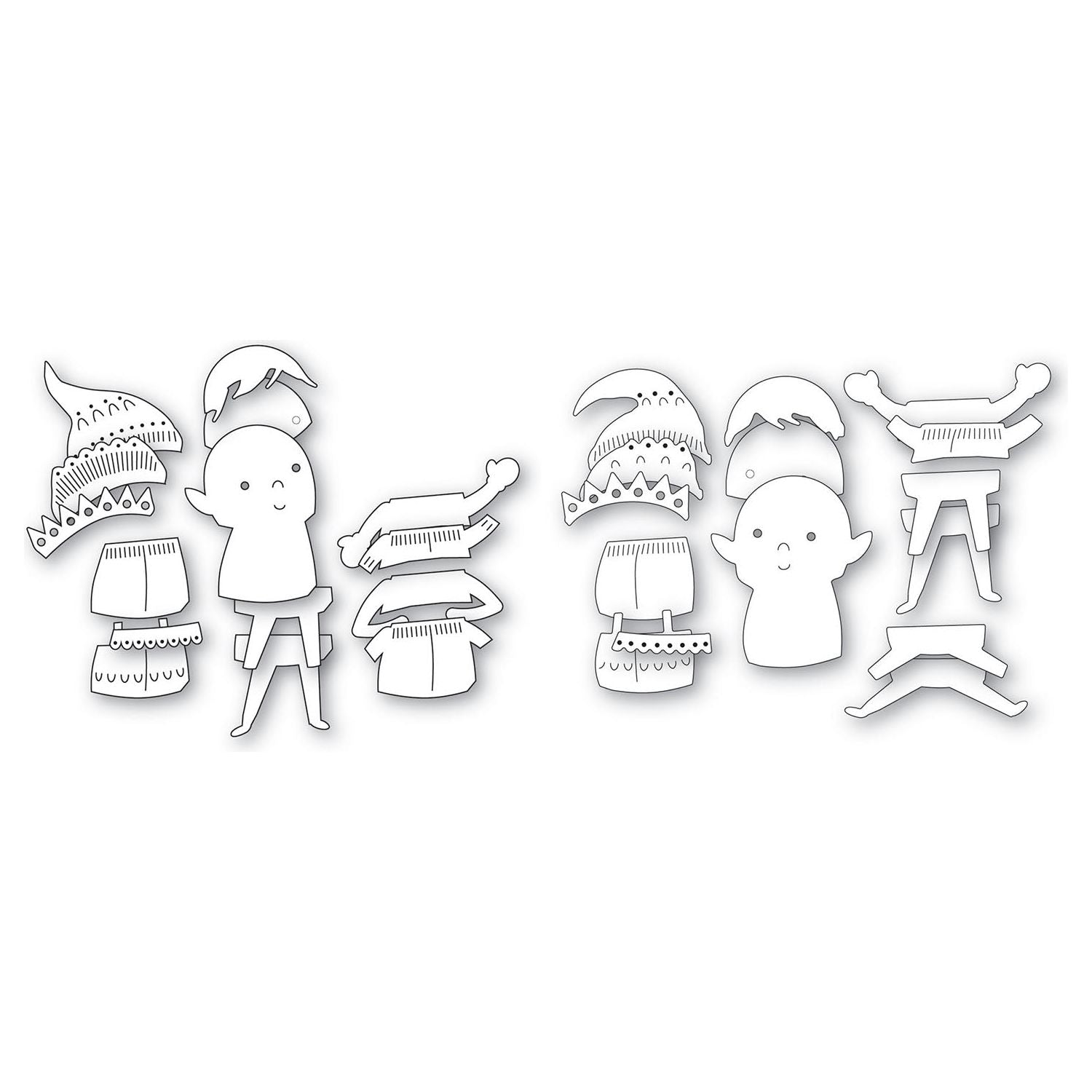 Poppy Stamps Nordic Elves Die Bundle line art