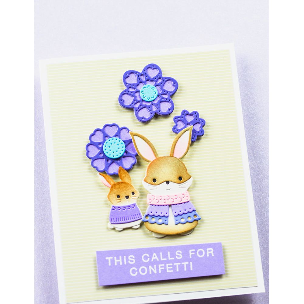 Poppy Stamps Nordic Happy Bunny Dies 2731 confetti