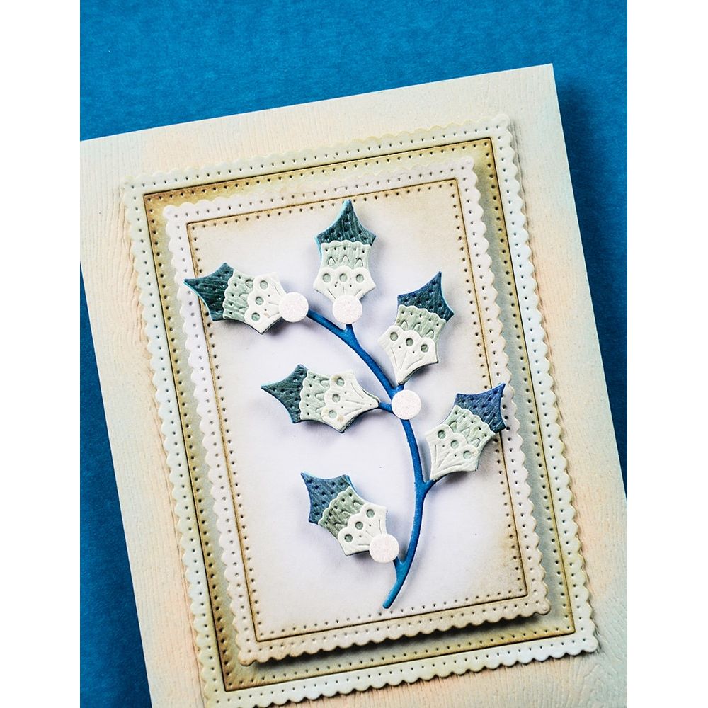 Poppy Stamps Nordic Holly Sprig Dies 2749 frame