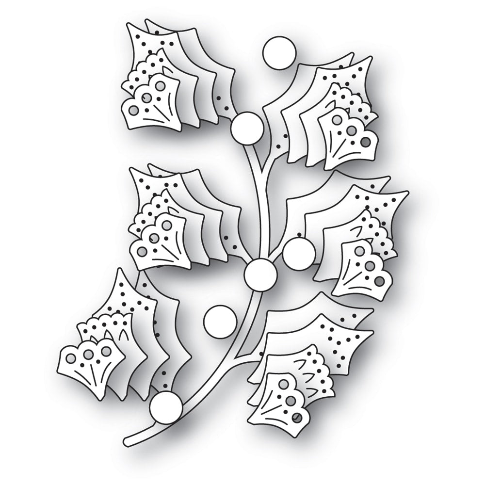 Poppy Stamps Nordic Holly Sprig Dies 2749 outline
