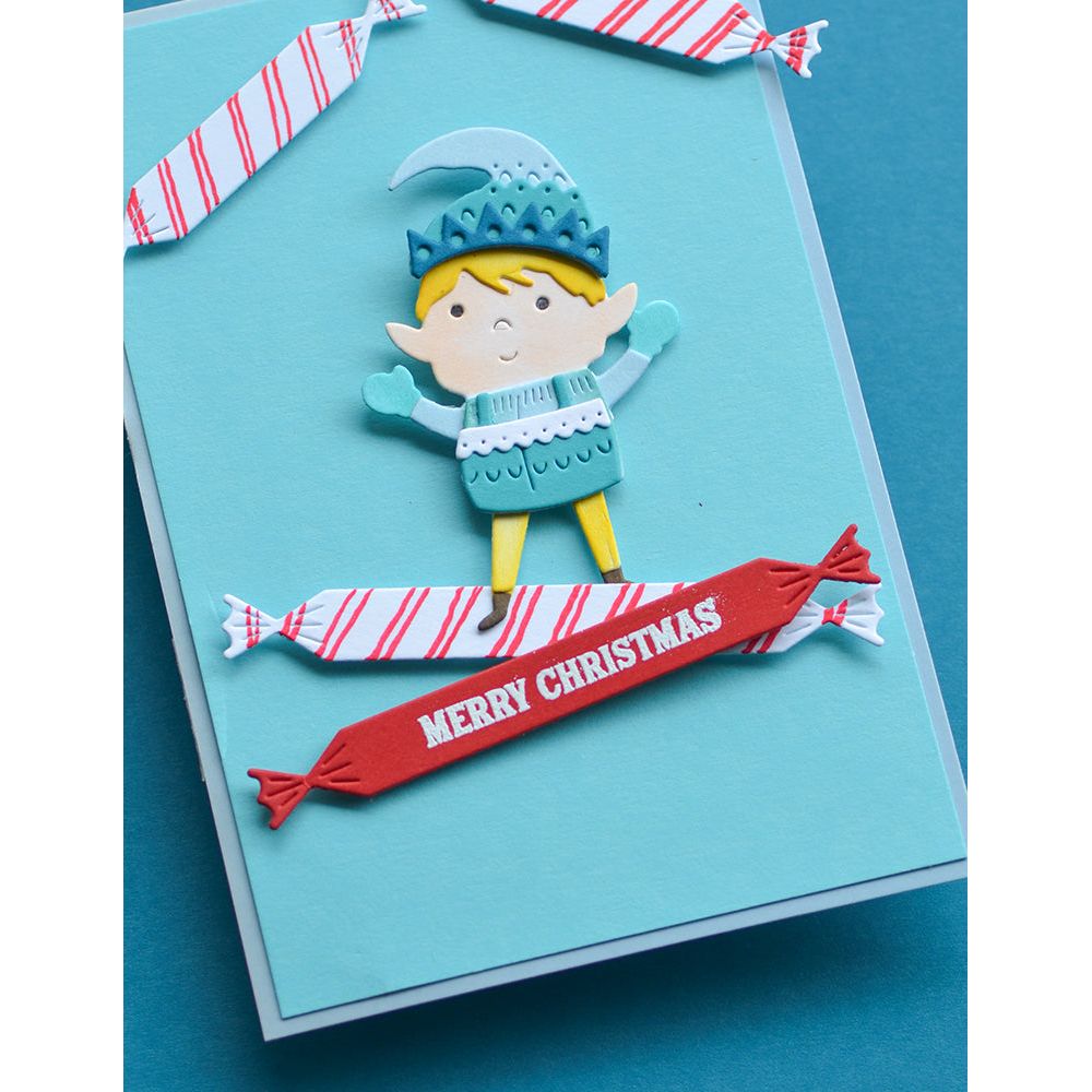 Poppy Stamps Nordic Joyful Elf Dies 2667 merry christmas