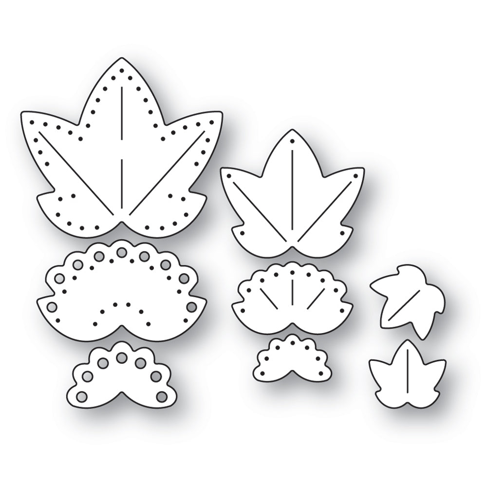 Poppy Stamps Nordic Maple Leaves Dies 2665 line image