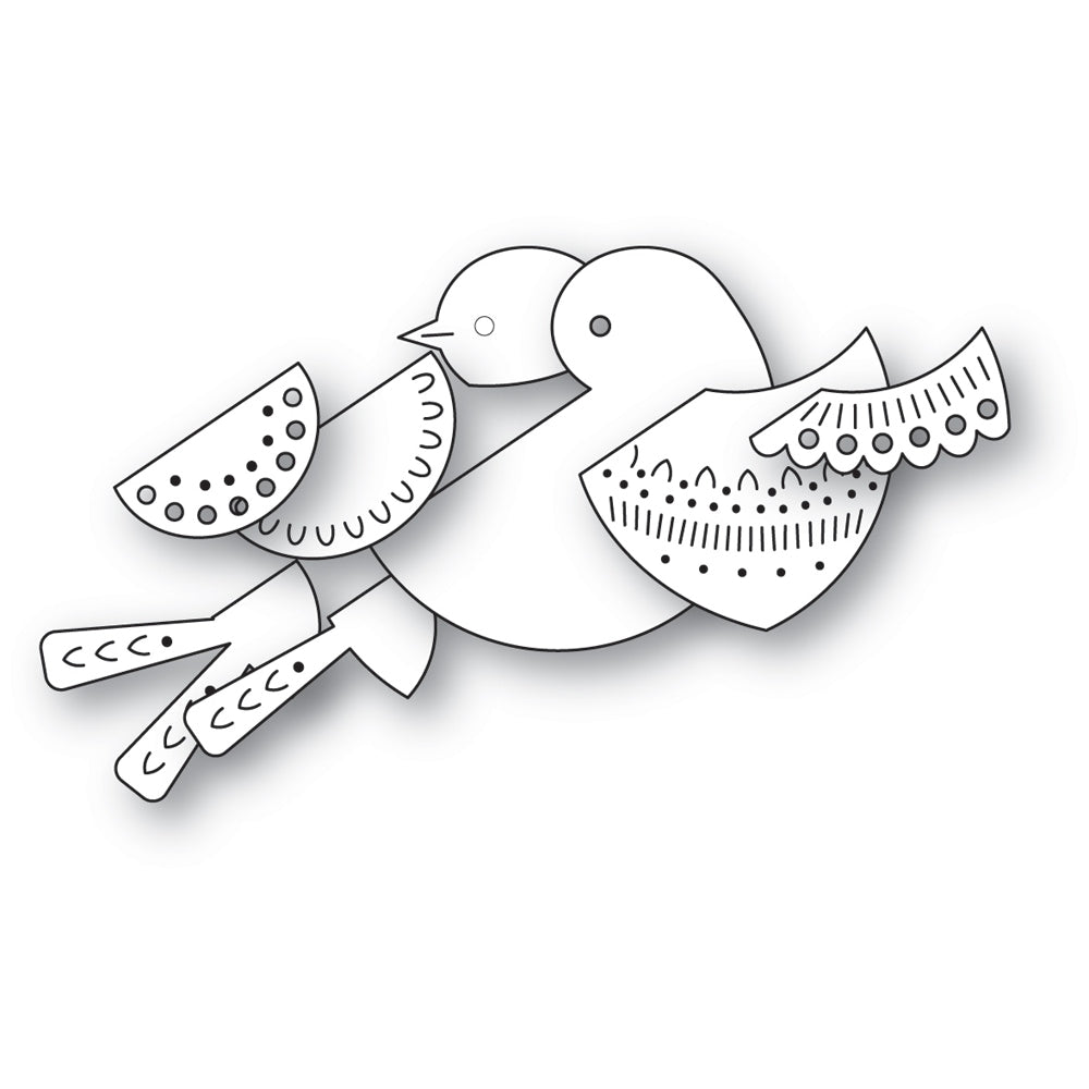 Poppy Stamps Nordic Nestled Bird Dies 2765 outline