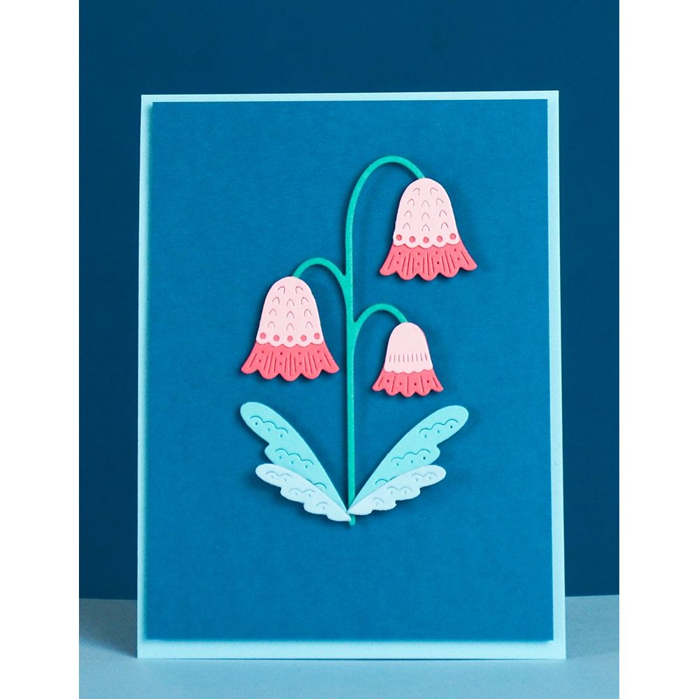 Poppy Stamps Nordic Pendant Flower Dies 2771 blue cardstock