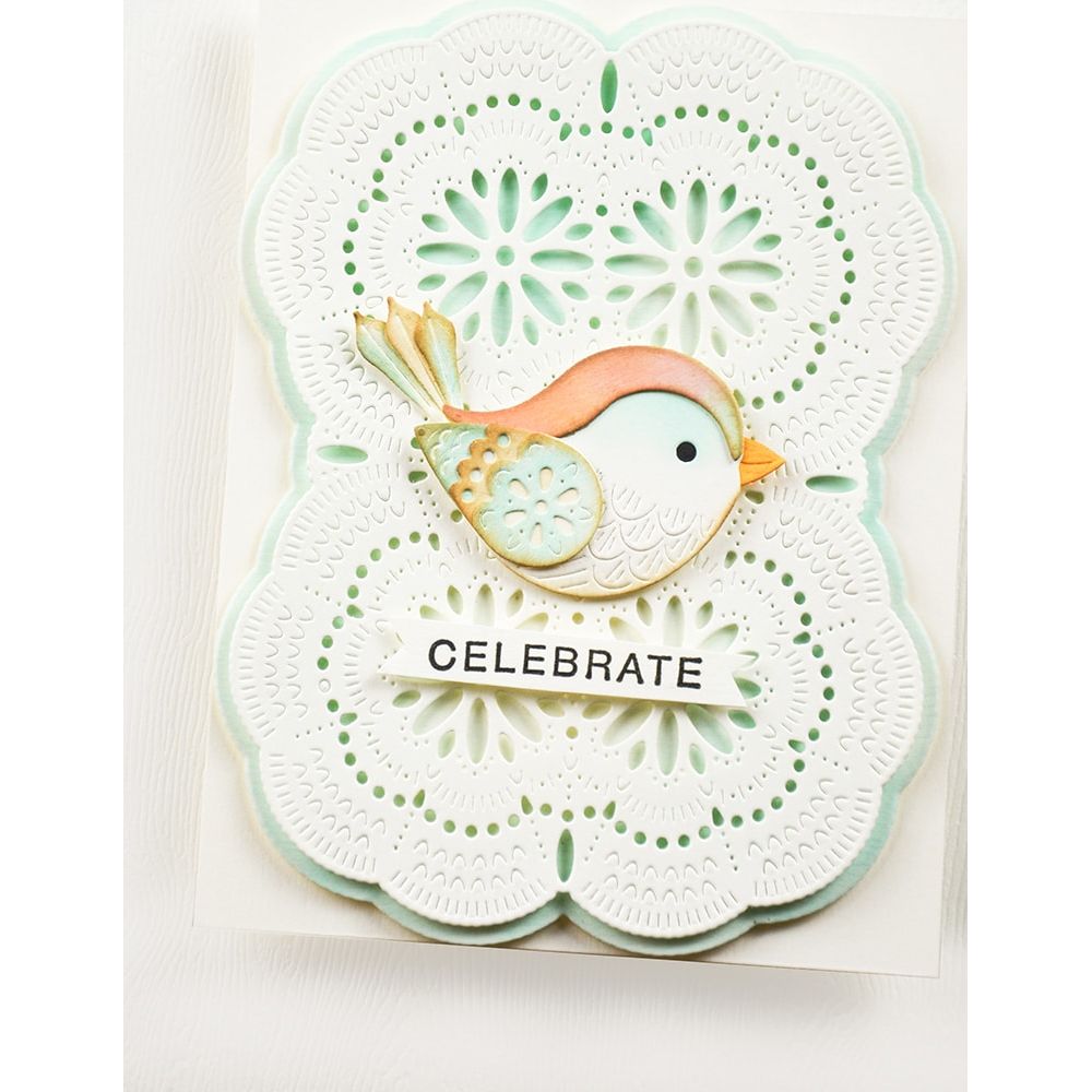 Poppy Stamps Nordic Petalpoint Bird Dies 2711 celebrate