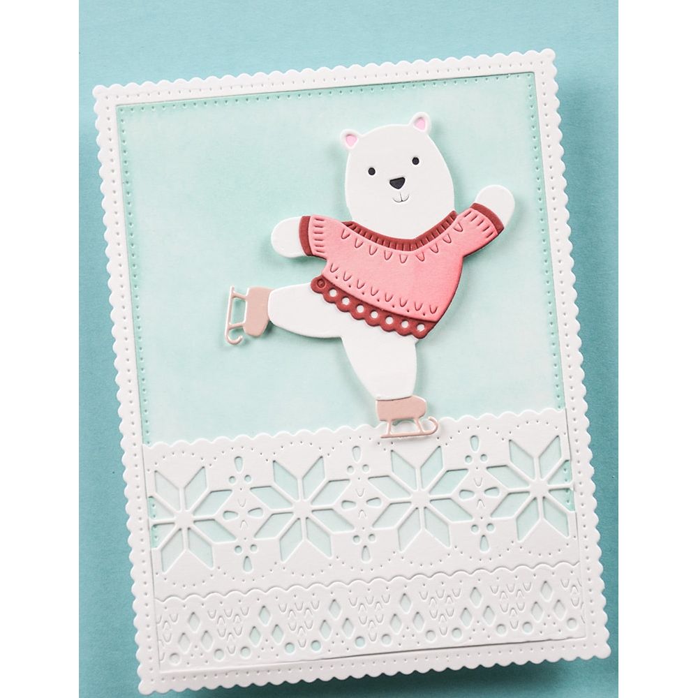 Poppy Stamps Nordic Skating Bear Dies 2750 ice skating