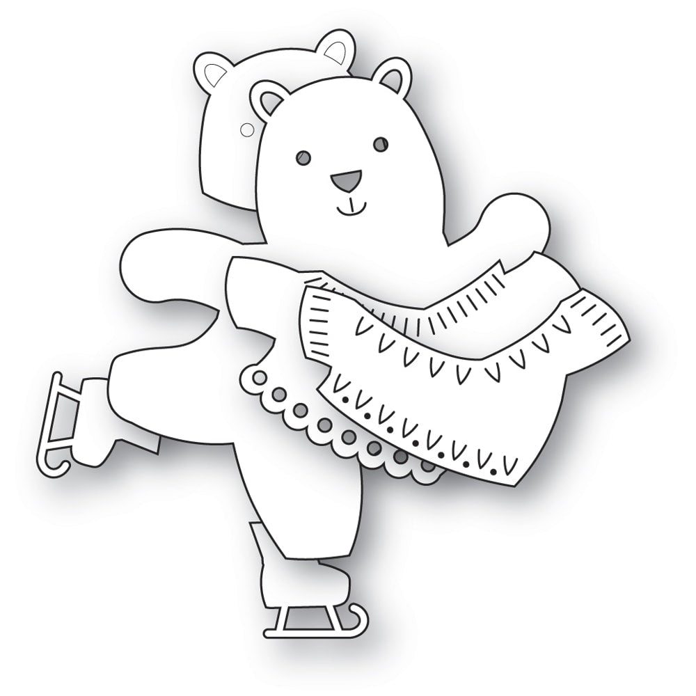 Poppy Stamps Nordic Skating Bear Dies 2750 layer