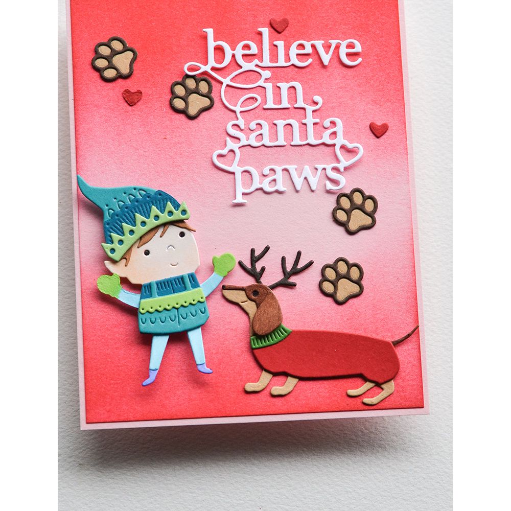 Poppy Stamps Nordic Sweet Elf Dies 2641 paw prints